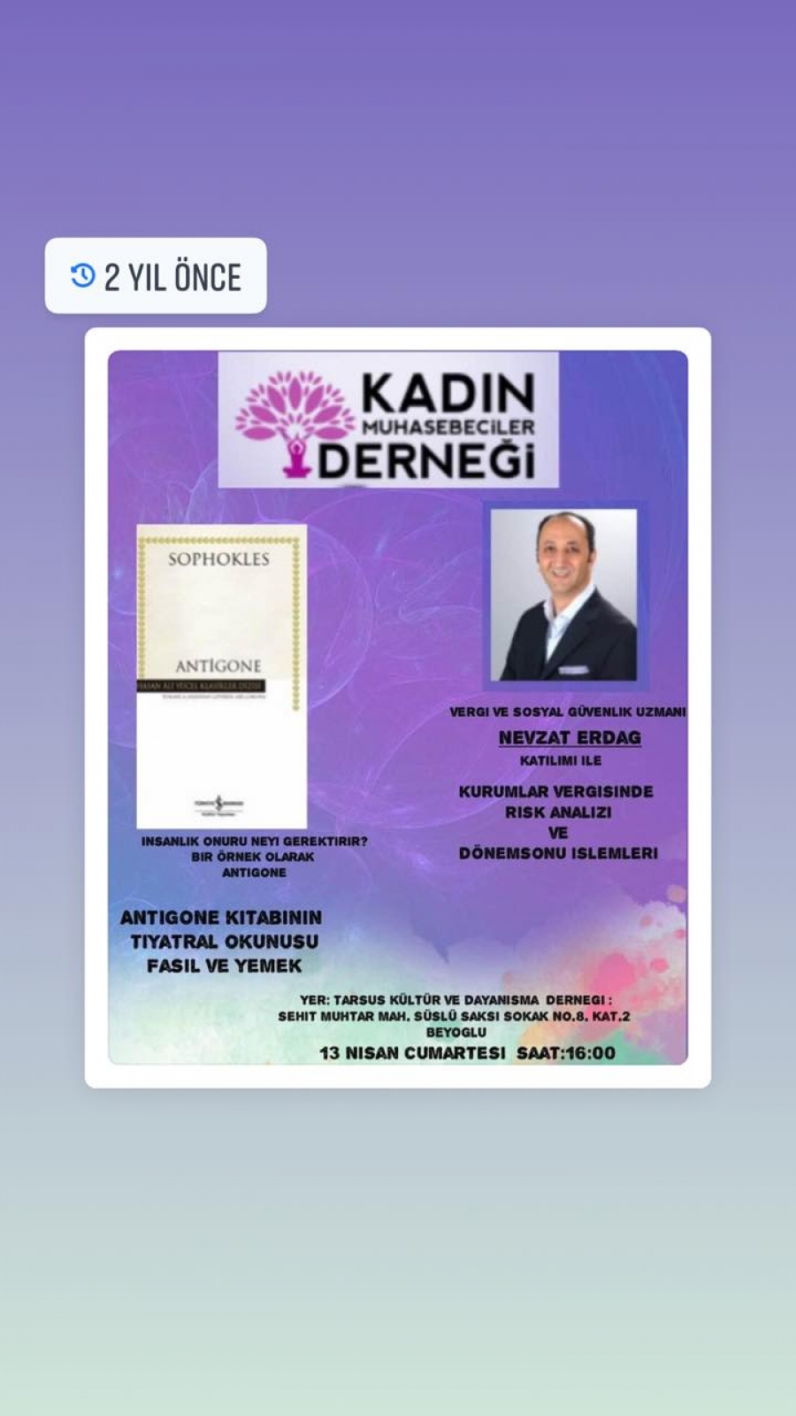 ANTİGONE TYATRO ETKİNLİĞİ VERGİ MEVZUATI 2017